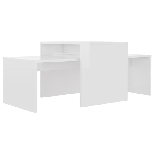Coffee Table Set High Gloss White 100x48x40 cm Engineered Wood Coffee Table Set High Gloss White 100x48x40 cm Engineered Wood