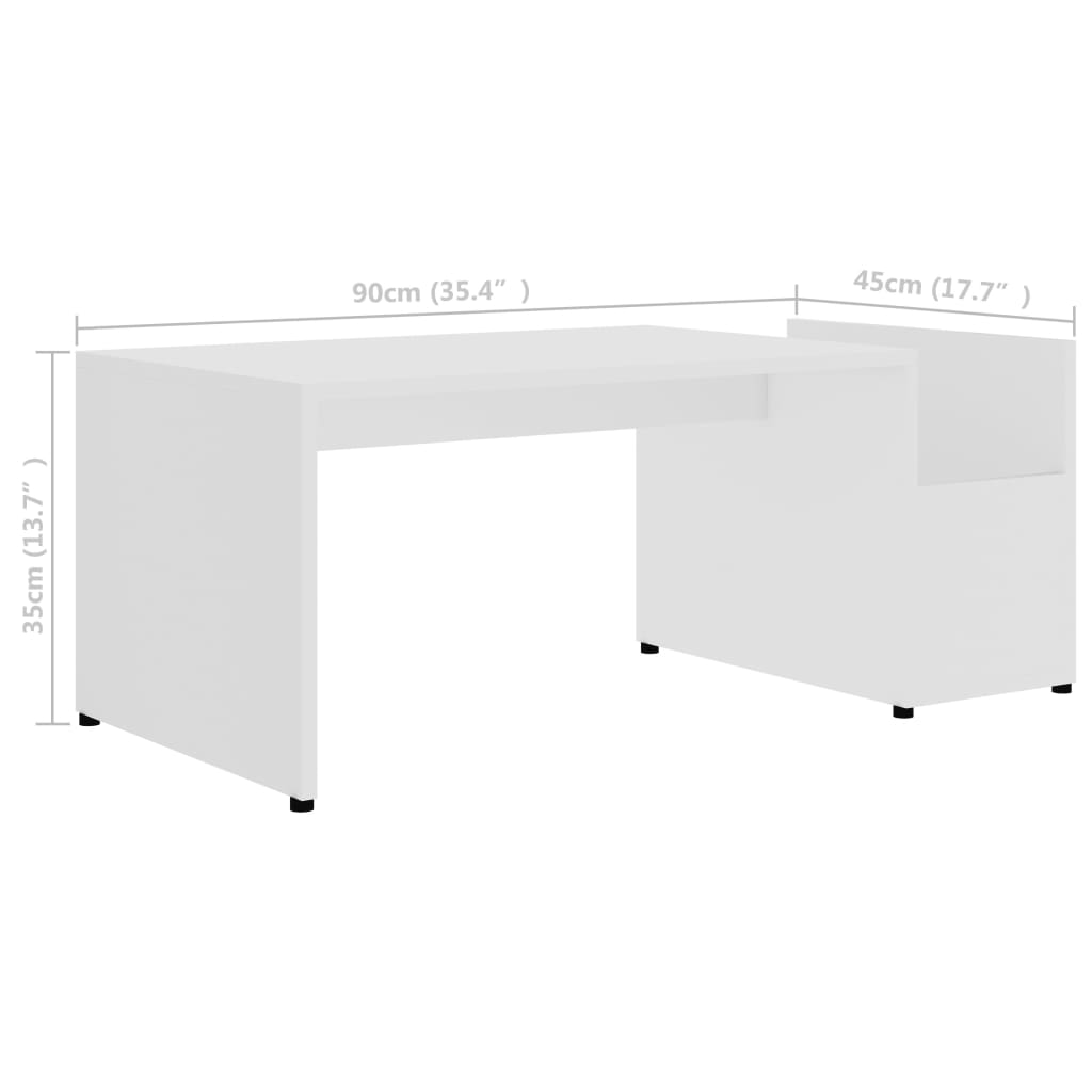 Coffee Table White 90x45x35 cm Engineered Wood