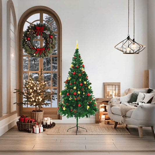 Artificial Pre-lit Christmas Tree with Baubles Green 180 cm Artificial Pre-lit Christmas Tree with Baubles Green 180 cm