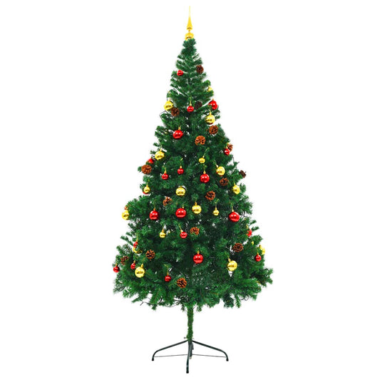 Artificial Pre-lit Christmas Tree with Baubles Green 210 cm Artificial Pre-lit Christmas Tree with Baubles Green 210 cm