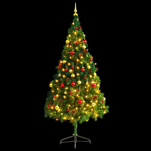Artificial Pre-lit Christmas Tree with Baubles Green 210 cm Artificial Pre-lit Christmas Tree with Baubles Green 210 cm