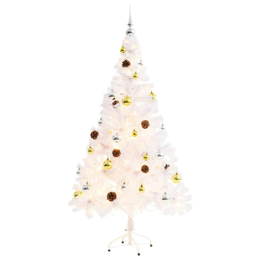 Artificial Pre-lit Christmas Tree with Baubles White 150 cm Artificial Pre-lit Christmas Tree with Baubles White 150 cm