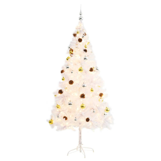 Artificial Pre-lit Christmas Tree with Baubles White 180 cm Artificial Pre-lit Christmas Tree with Baubles White 180 cm