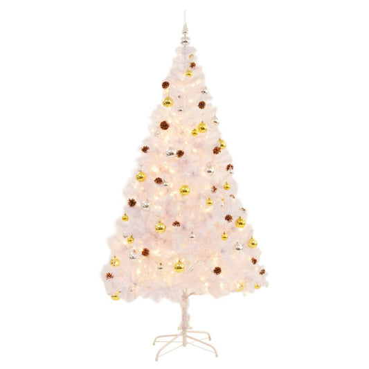 Artificial Pre-lit Christmas Tree with Baubles White 210 cm Artificial Pre-lit Christmas Tree with Baubles White 210 cm