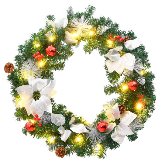 Christmas Wreath with LED Lights Green 60 cm PVC Christmas Wreath with LED Lights Green 60 cm PVC