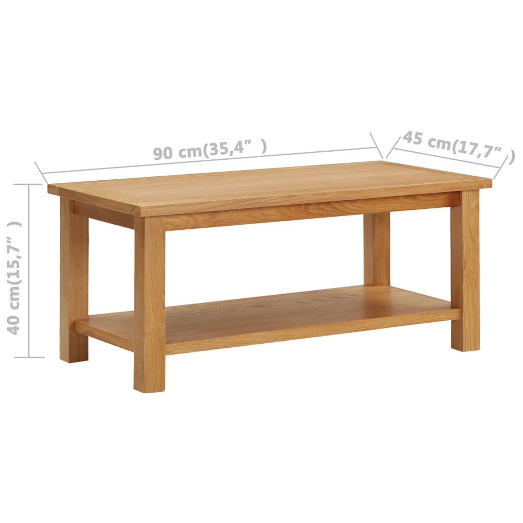 289194 vidaXL Coffee Table 90x45x40 cm Solid Oak Wood