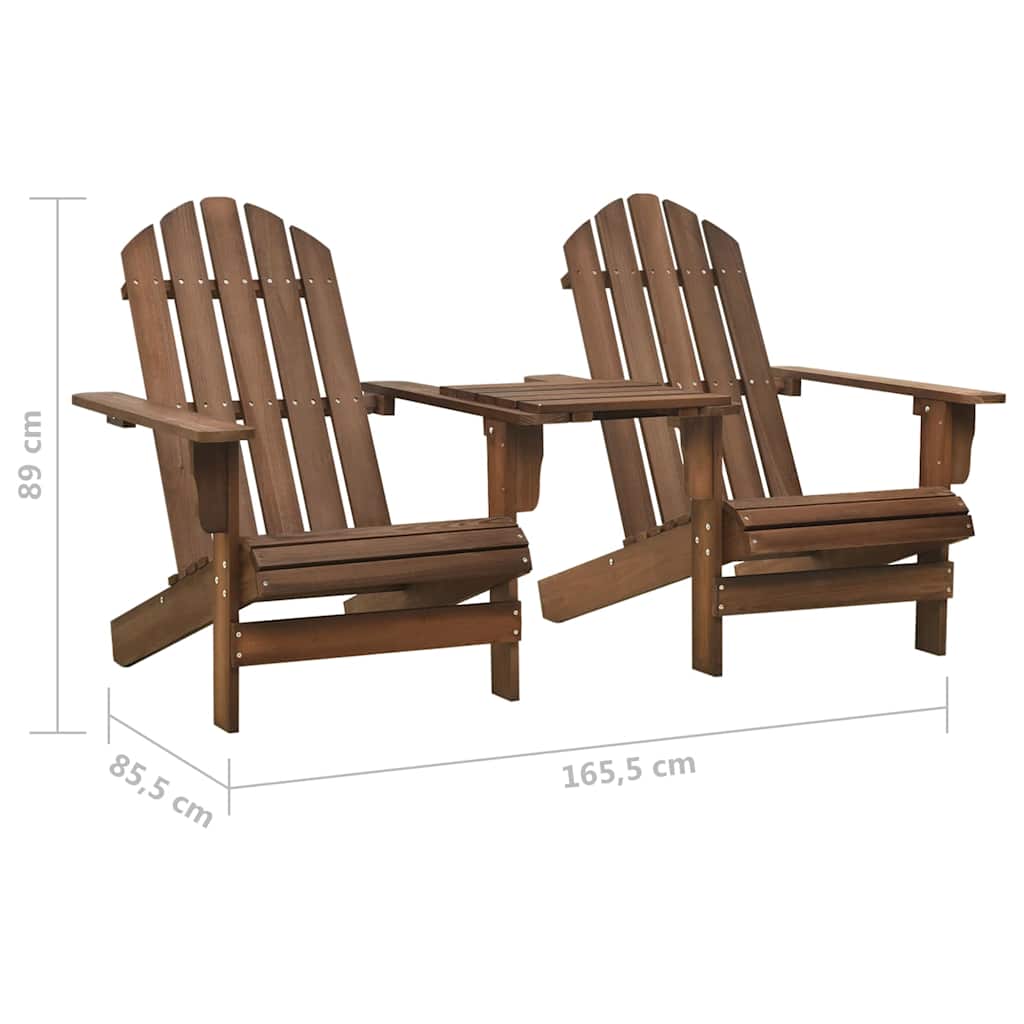 310069 vidaXL Garden Adirondack Chairs with Tea Table Solid Fir Wood Brown