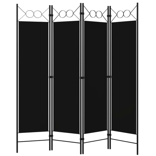 320705 vidaXL 4-Panel Room Divider Black 160x180 cm 320705 vidaXL 4-Panel Room Divider Black 160x180 cm