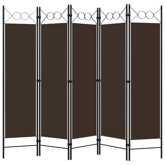 320708 vidaXL 5-Panel Room Divider Brown 200x180 cm 320708 vidaXL 5-Panel Room Divider Brown 200x180 cm