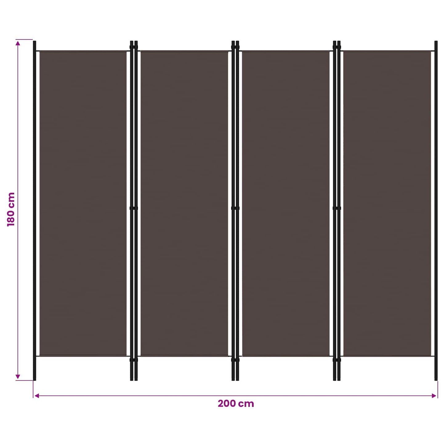 320720 vidaXL 4-Panel Room Divider Brown 200x180 cm