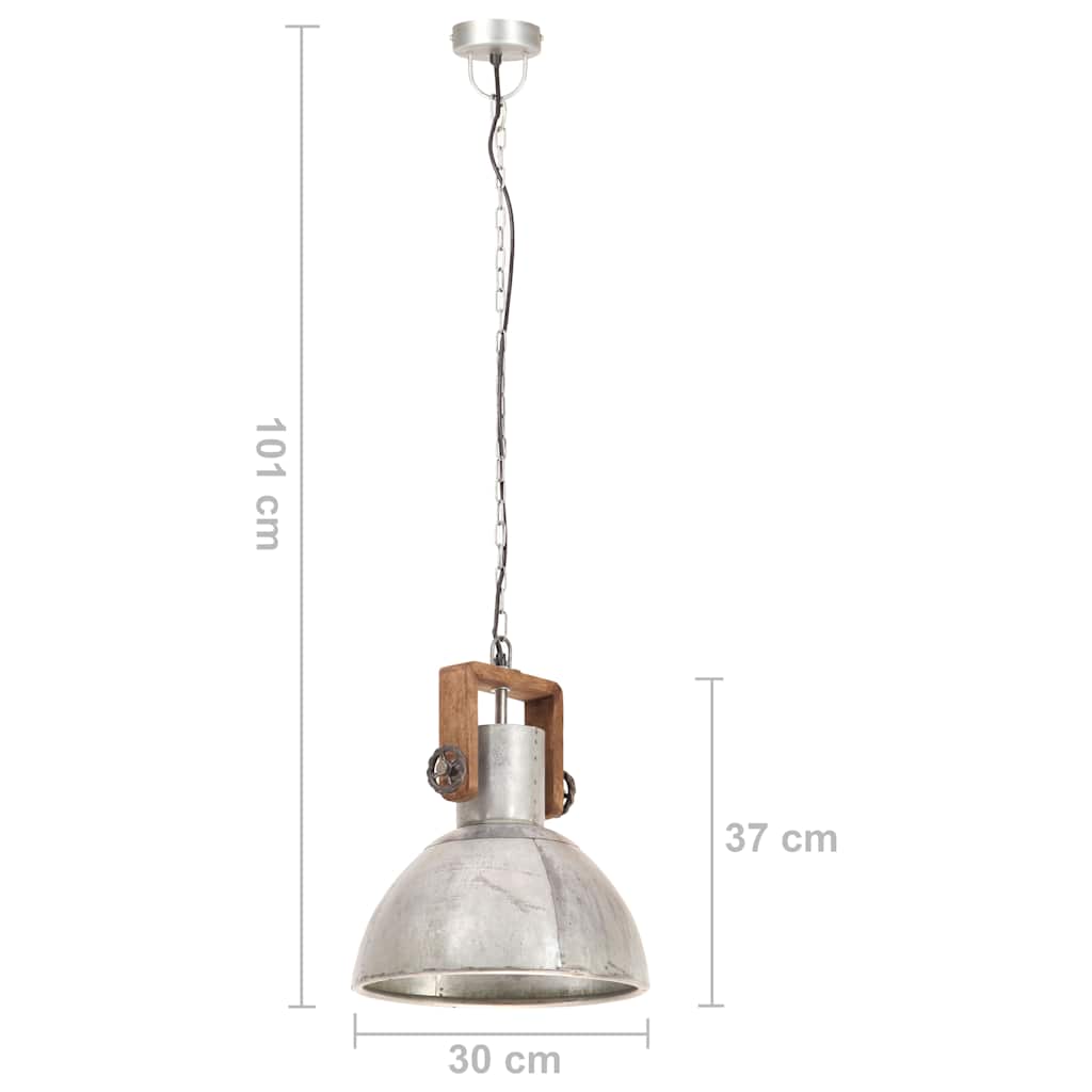 320530 vidaXL Industrial Hanging Lamp 25 W Silver Round 30 cm E27
