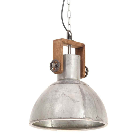 Industrial Hanging Lamp 25 W Silver Round 30 cm E27 Industrial Hanging Lamp 25 W Silver Round 30 cm E27