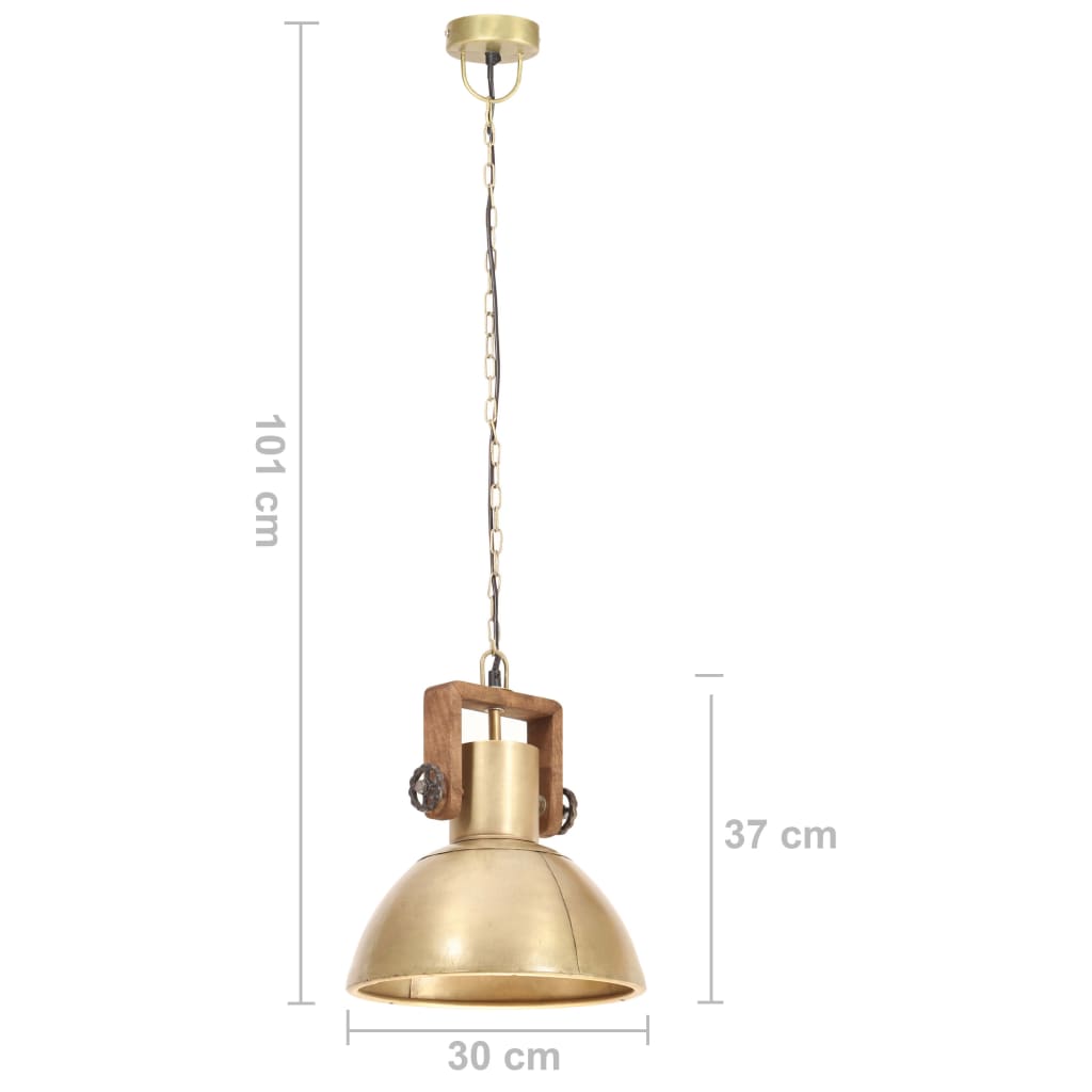 Hanging Lamp | Brass, Brown | Iron with brass plating, Solid mango wood
