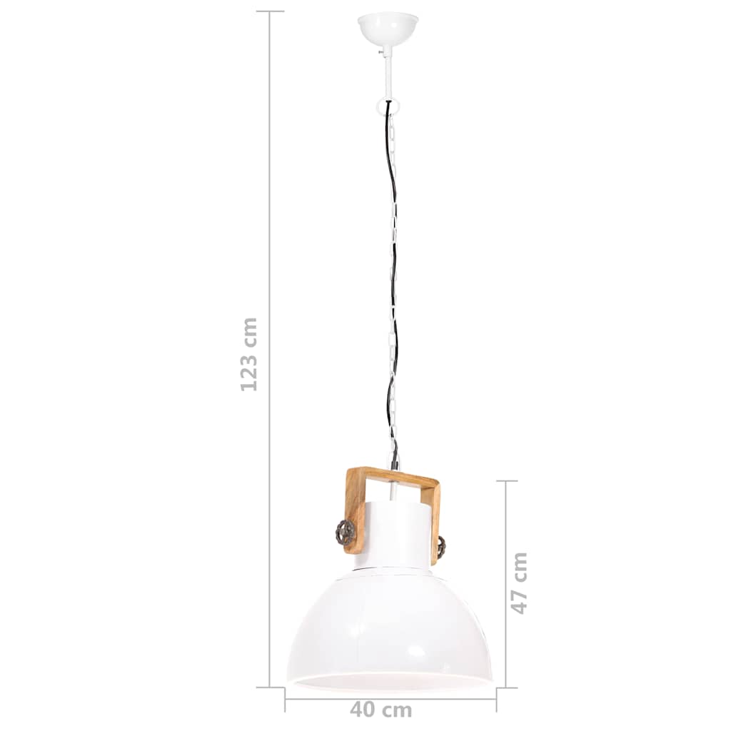 320538 vidaXL Industrial Hanging Lamp 25 W White Round 40 cm E27