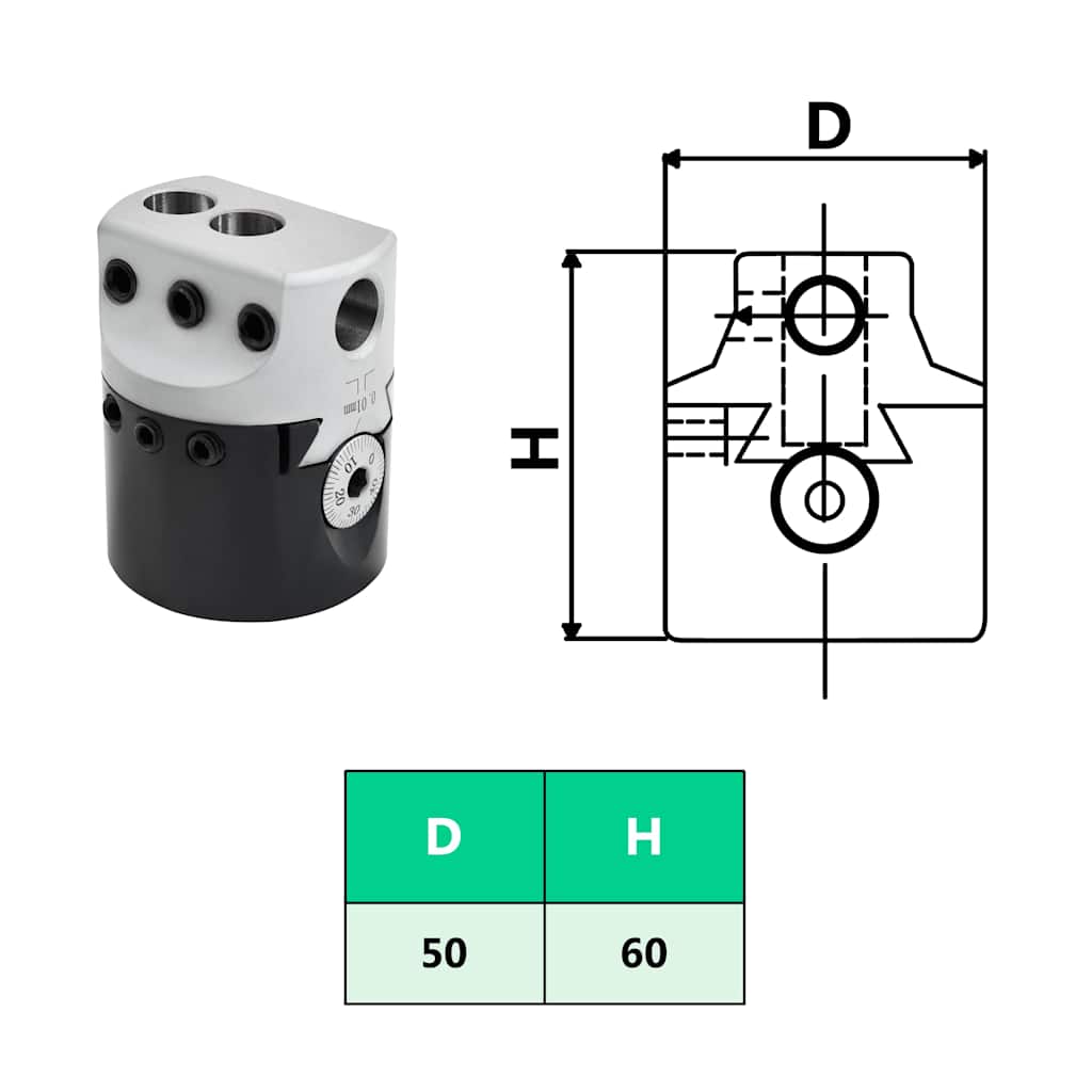 50 mm Boring Head with MT3 Boring Shank for Lathe Milling