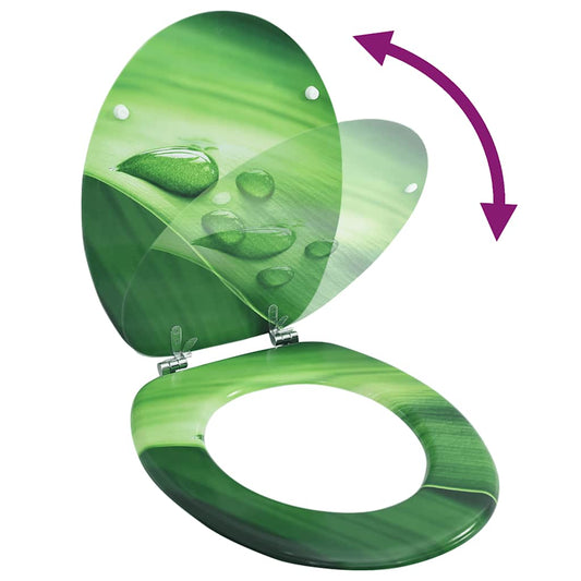 WC Toilet Seat with Lid MDF Green Water Drop Design WC Toilet Seat with Lid MDF Green Water Drop Design