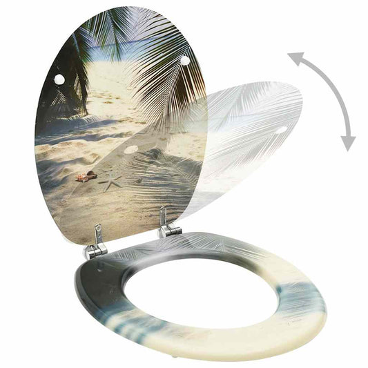 WC Toilet Seat with Lid MDF Beach Design WC Toilet Seat with Lid MDF Beach Design