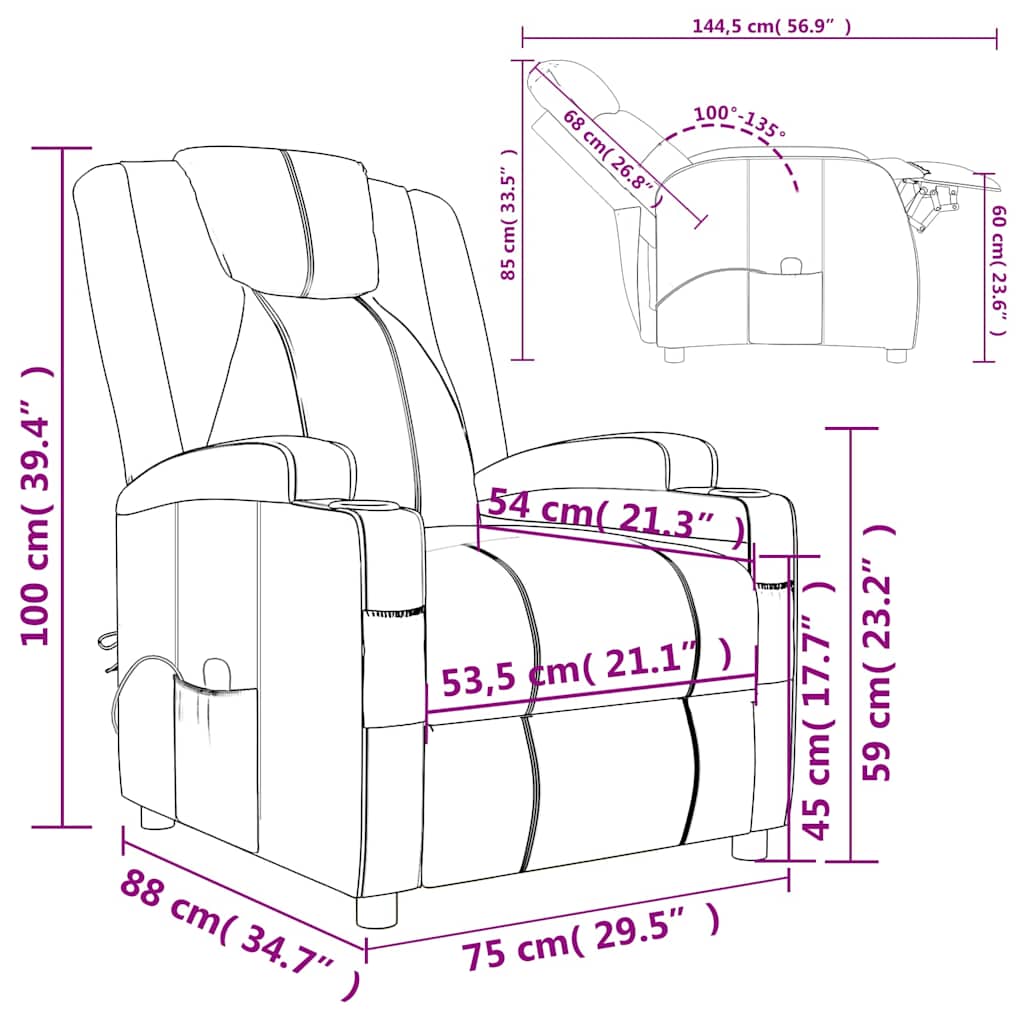 Massage Chair Brown Faux Leather