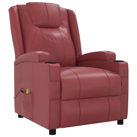 Massage Chair Wine Red Faux Leather Massage Chair Wine Red Faux Leather