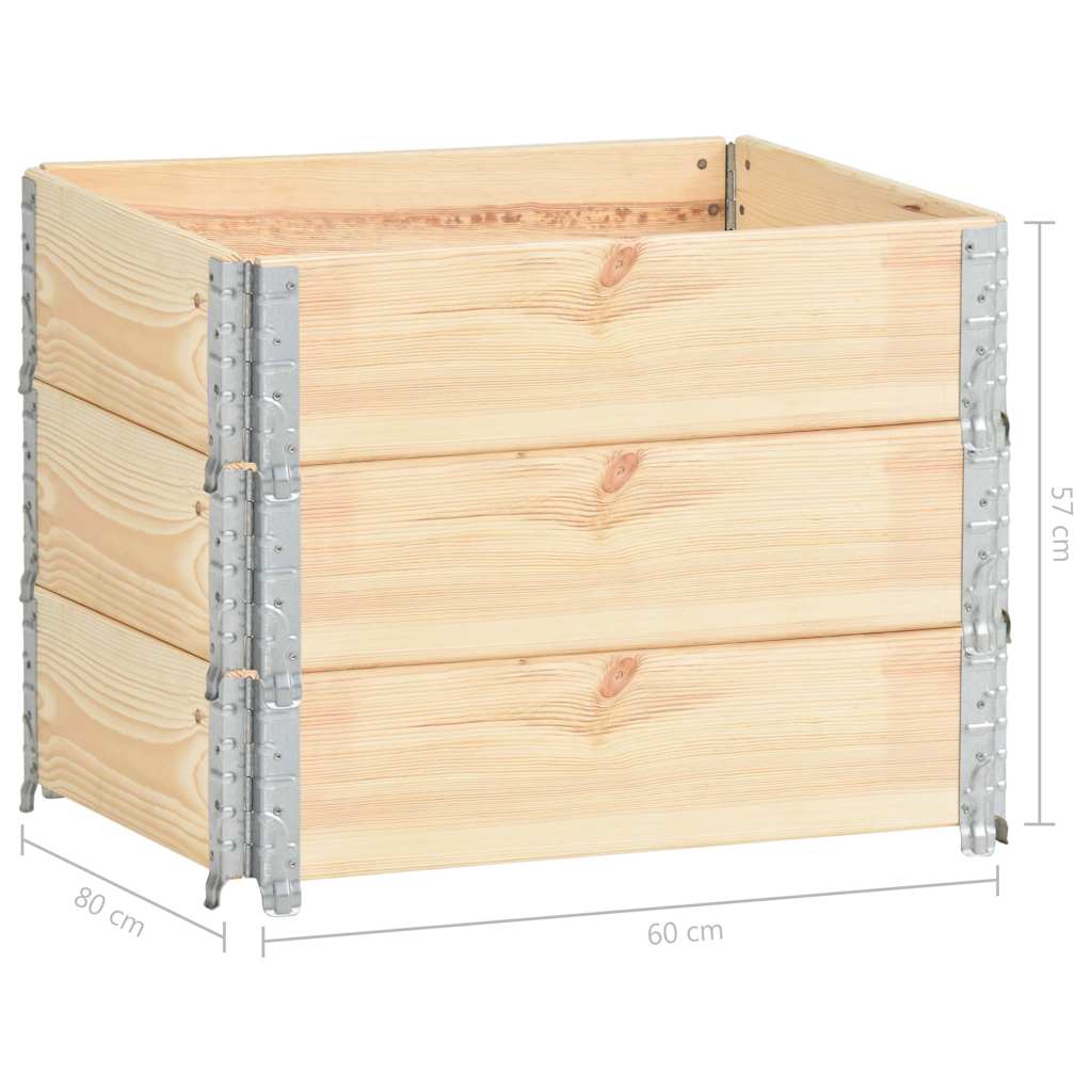 Raised Beds 3 pcs 60x80 cm Solid Pine Wood