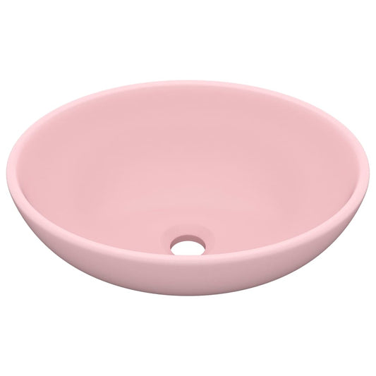 Luxury Basin Oval-shaped Matt Pink 40x33 cm Ceramic Luxury Basin Oval-shaped Matt Pink 40x33 cm Ceramic