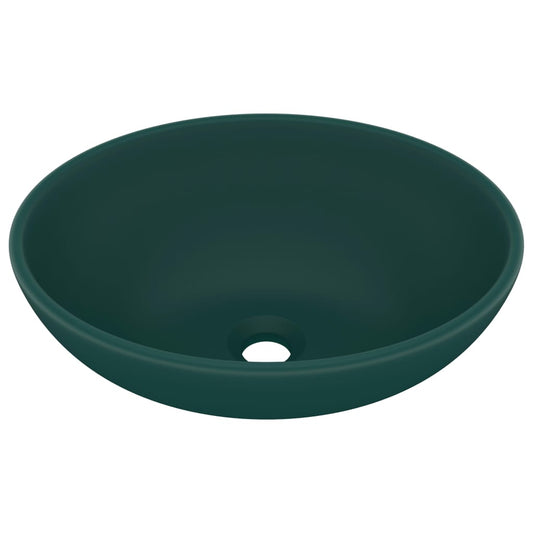 Luxury Basin Oval-shaped Matt Dark Green 40x33 cm Ceramic Luxury Basin Oval-shaped Matt Dark Green 40x33 cm Ceramic