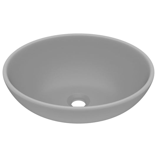 Luxury Basin Oval-shaped Matt Light Grey 40x33 cm Ceramic Luxury Basin Oval-shaped Matt Light Grey 40x33 cm Ceramic