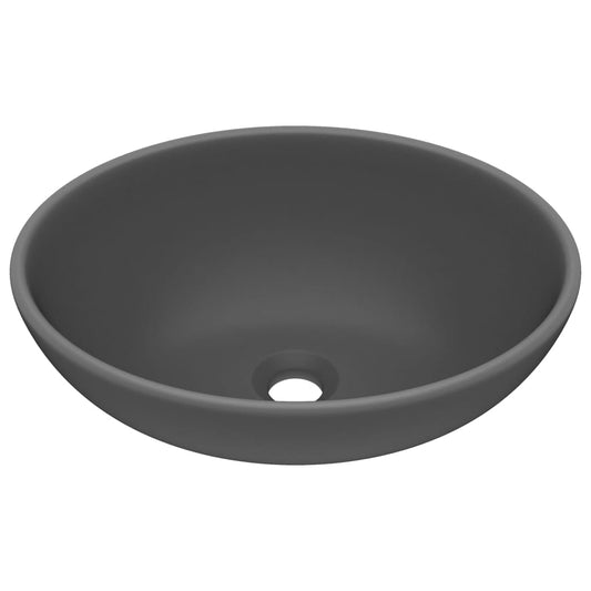 Luxury Basin Oval-shaped Matt Dark Grey 40x33 cm Ceramic Luxury Basin Oval-shaped Matt Dark Grey 40x33 cm Ceramic