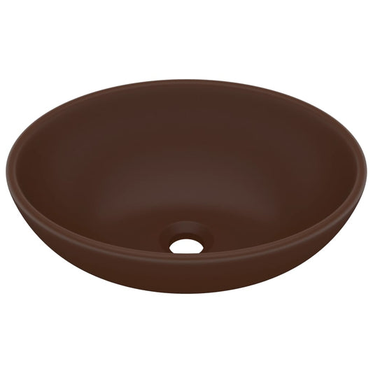 Luxury Basin Oval-shaped Matt Dark Brown 40x33 cm Ceramic Luxury Basin Oval-shaped Matt Dark Brown 40x33 cm Ceramic