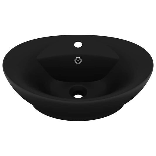 146942 vidaXL Luxury Basin Overflow Oval Matt Black 58,5x39 cm Ceramic 146942 vidaXL Luxury Basin Overflow Oval Matt Black 58,5x39 cm Ceramic