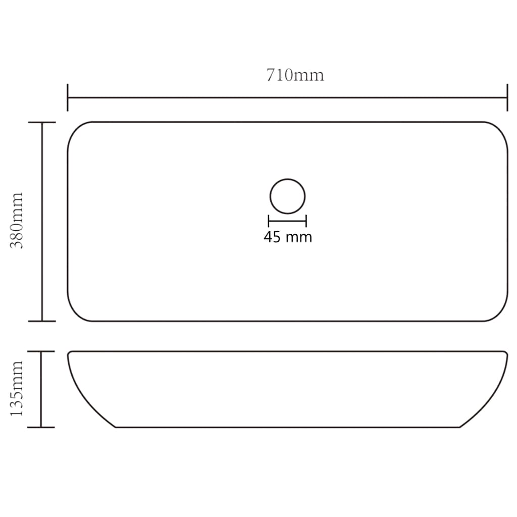 146954 vidaXL Luxury Basin Rectangular Matt White 71x38 cm Ceramic