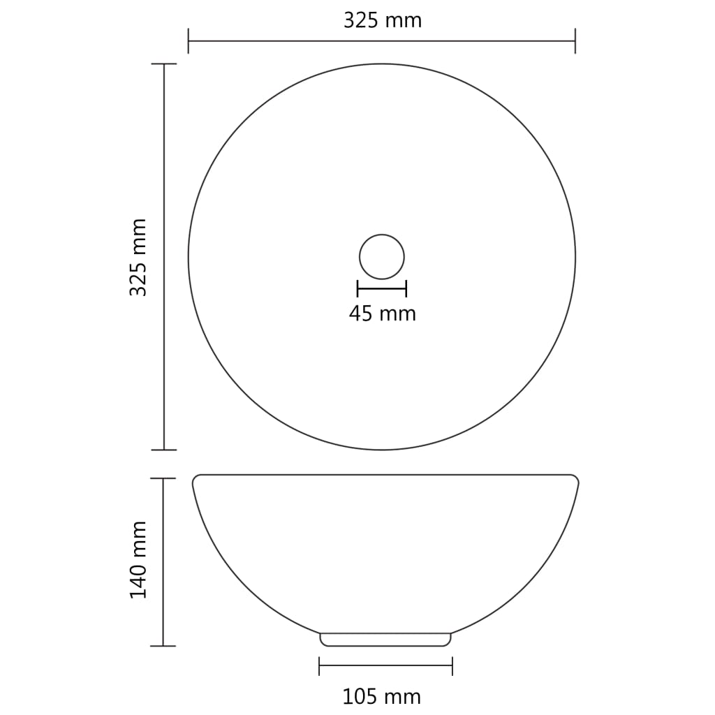 146965 vidaXL Luxury Bathroom Basin Round Matt White 32,5x14 cm Ceramic