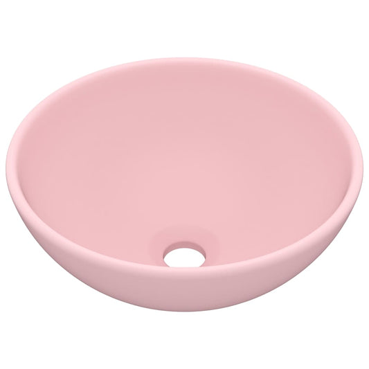 Luxury Bathroom Basin Round Matt Pink 32.5x14 cm Ceramic Luxury Bathroom Basin Round Matt Pink 32.5x14 cm Ceramic