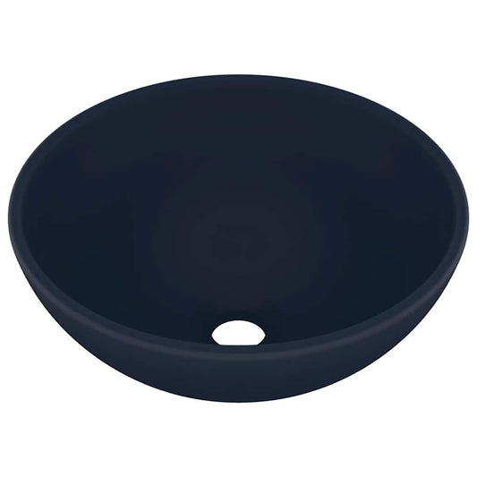 Luxury Bathroom Basin Round Matt Dark Blue 32.5x14 cm Ceramic Luxury Bathroom Basin Round Matt Dark Blue 32.5x14 cm Ceramic