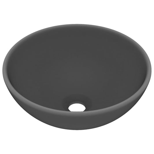 Luxury Bathroom Basin Round Matt Dark Grey 32.5x14 cm Ceramic Luxury Bathroom Basin Round Matt Dark Grey 32.5x14 cm Ceramic