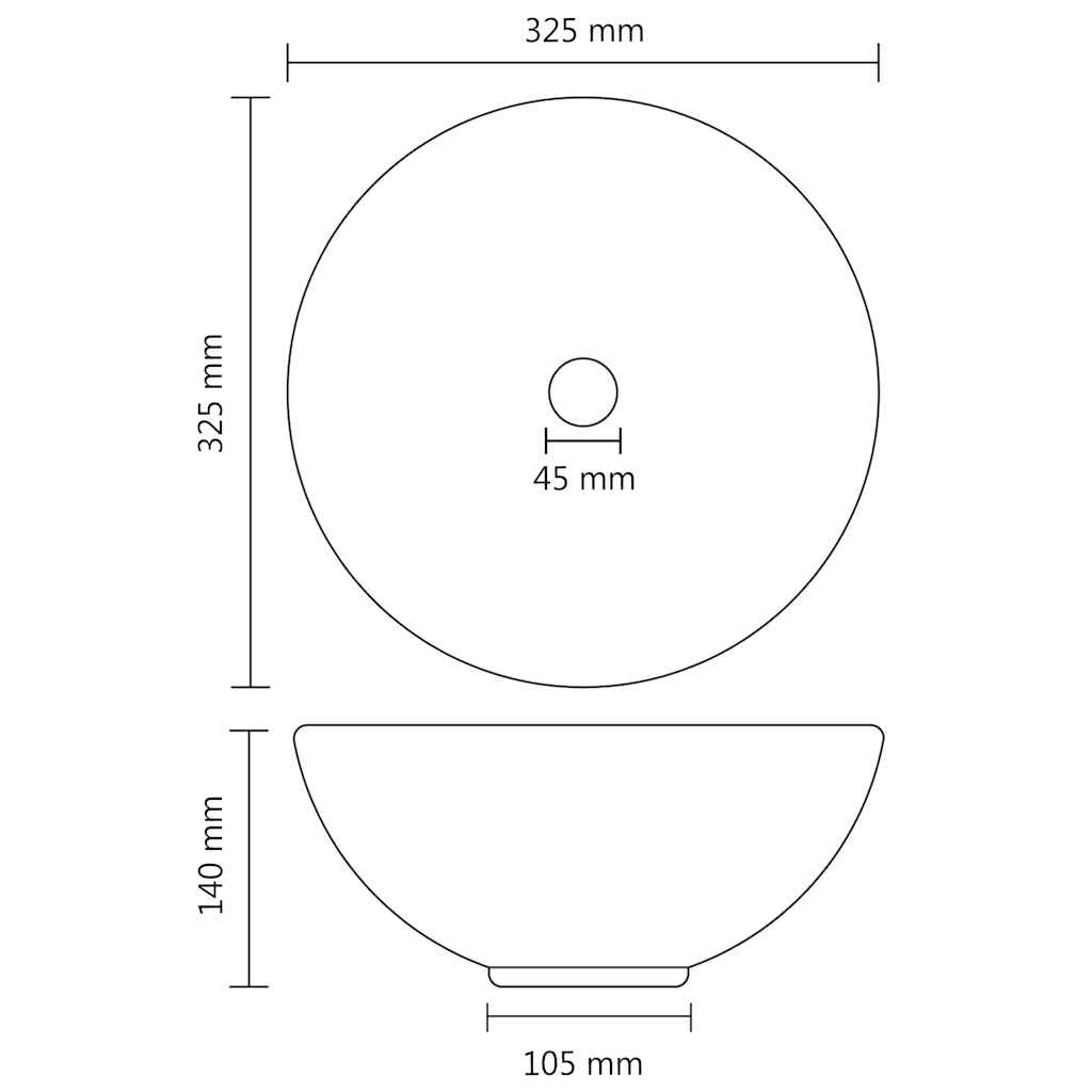 146972 vidaXL Luxury Bathroom Basin Round Matt Dark Grey 32,5x14 cm Ceramic