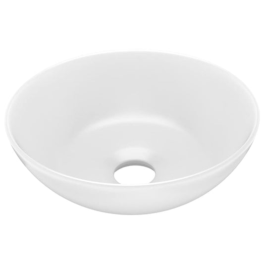 146976 vidaXL Bathroom Sink Ceramic Matt White Round 146976 vidaXL Bathroom Sink Ceramic Matt White Round