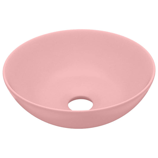 146977 vidaXL Bathroom Sink Ceramic Matt Pink Round 146977 vidaXL Bathroom Sink Ceramic Matt Pink Round