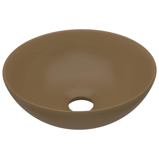 146985 vidaXL Bathroom Sink Ceramic Matt Cream Round 146985 vidaXL Bathroom Sink Ceramic Matt Cream Round