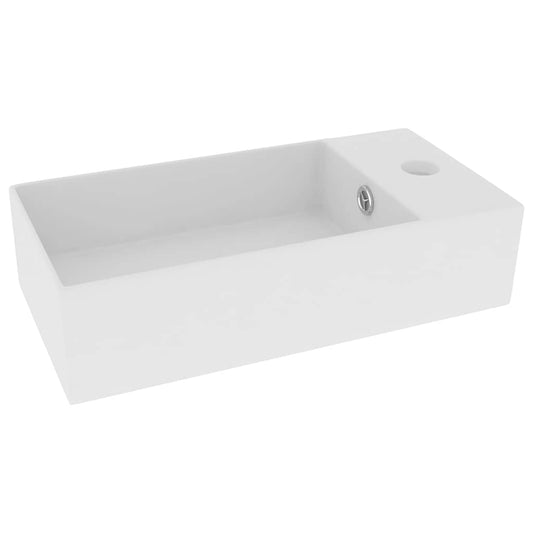 146987 vidaXL Bathroom Sink with Overflow Ceramic Matt White 146987 vidaXL Bathroom Sink with Overflow Ceramic Matt White