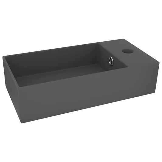 146994 vidaXL Bathroom Sink with Overflow Ceramic Dark Grey 146994 vidaXL Bathroom Sink with Overflow Ceramic Dark Grey