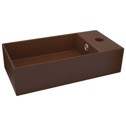 Bathroom Sink with Overflow Ceramic Dark Brown Bathroom Sink with Overflow Ceramic Dark Brown
