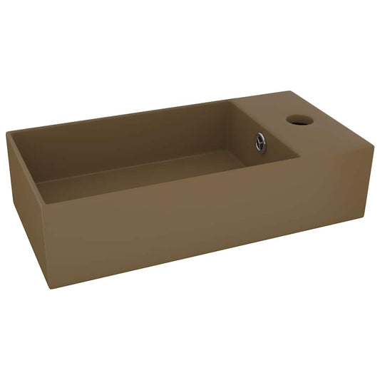 146996 vidaXL Bathroom Sink with Overflow Ceramic Matt Cream 146996 vidaXL Bathroom Sink with Overflow Ceramic Matt Cream