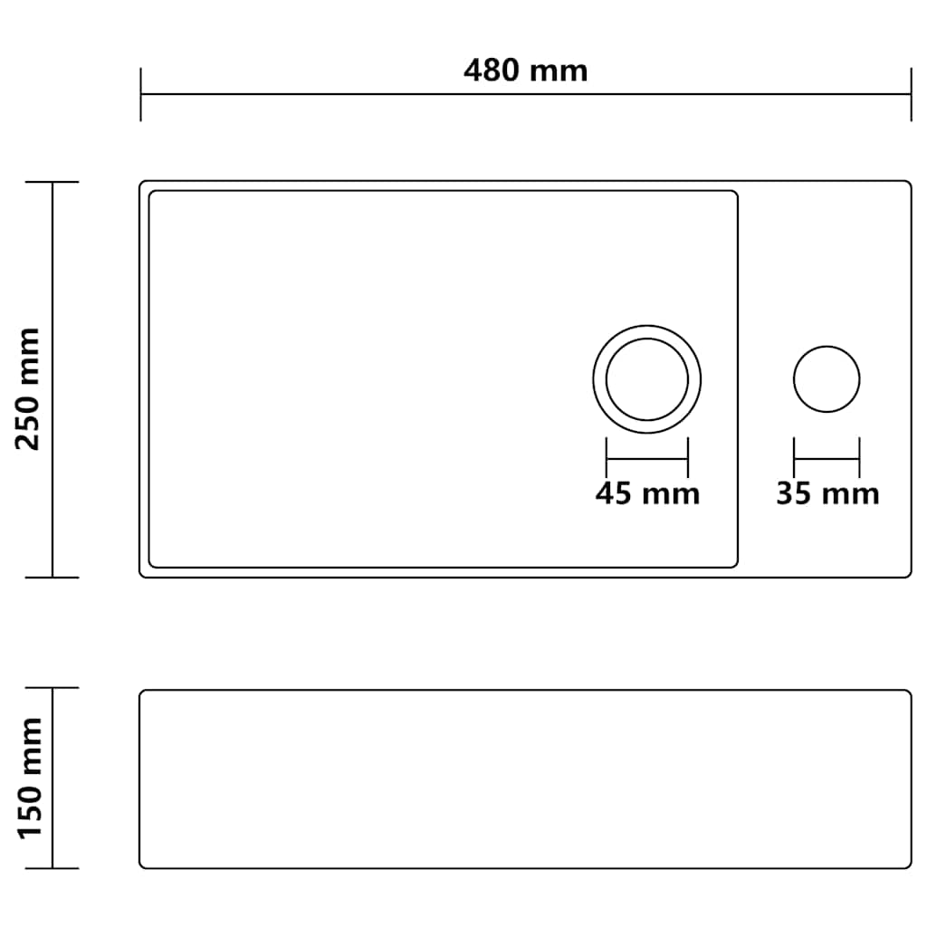 146996 vidaXL Bathroom Sink with Overflow Ceramic Matt Cream