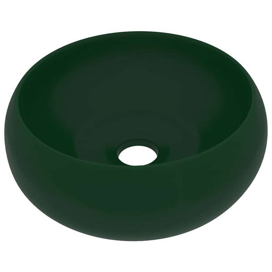 147003 vidaXL Luxury Wash Basin Round Matt Dark Green 40x15 cm Ceramic 147003 vidaXL Luxury Wash Basin Round Matt Dark Green 40x15 cm Ceramic