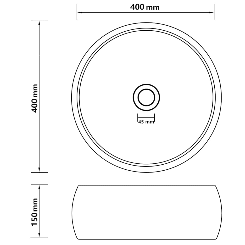 147003 vidaXL Luxury Wash Basin Round Matt Dark Green 40x15 cm Ceramic