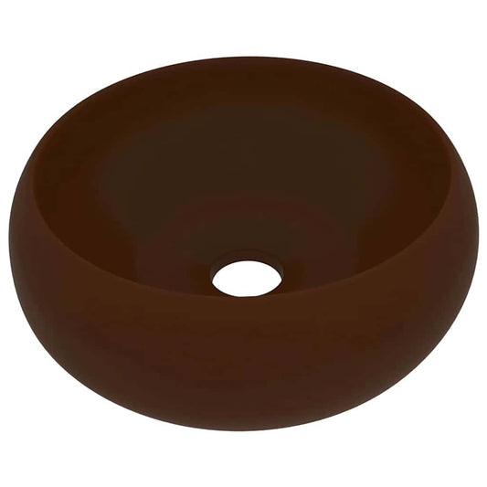 Luxury Wash Basin Round Matt Dark Brown 40x15 cm Ceramic Luxury Wash Basin Round Matt Dark Brown 40x15 cm Ceramic