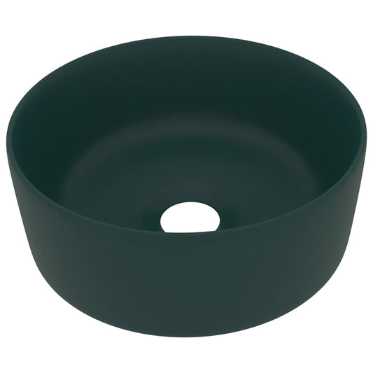 Luxury Wash Basin Round Matt Dark Green 40x15 cm Ceramic Luxury Wash Basin Round Matt Dark Green 40x15 cm Ceramic