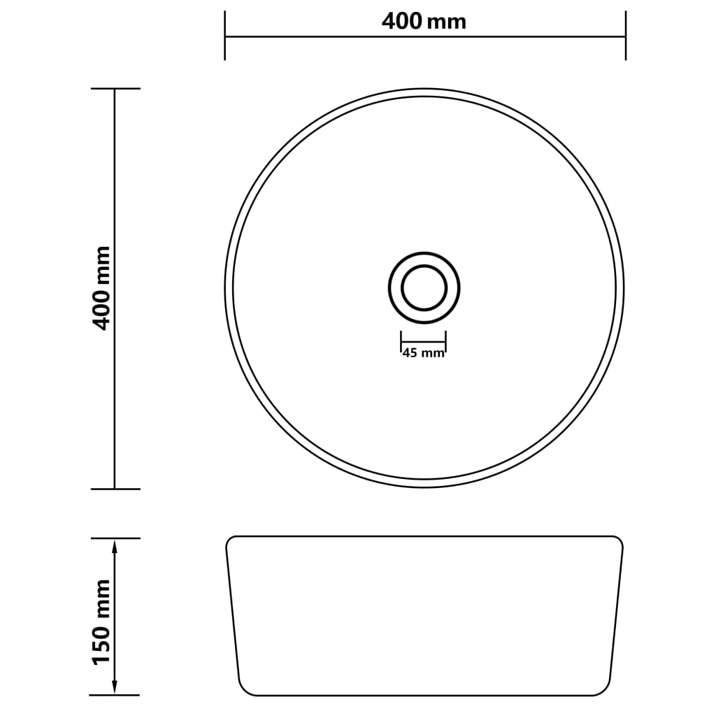 147016 vidaXL Luxury Wash Basin Round Matt Dark Grey 40x15 cm Ceramic