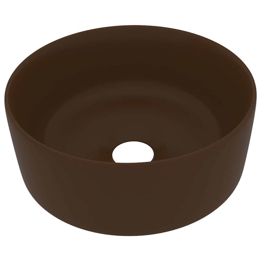 147017 vidaXL Luxury Wash Basin Round Matt Dark Brown 40x15 cm Ceramic 147017 vidaXL Luxury Wash Basin Round Matt Dark Brown 40x15 cm Ceramic